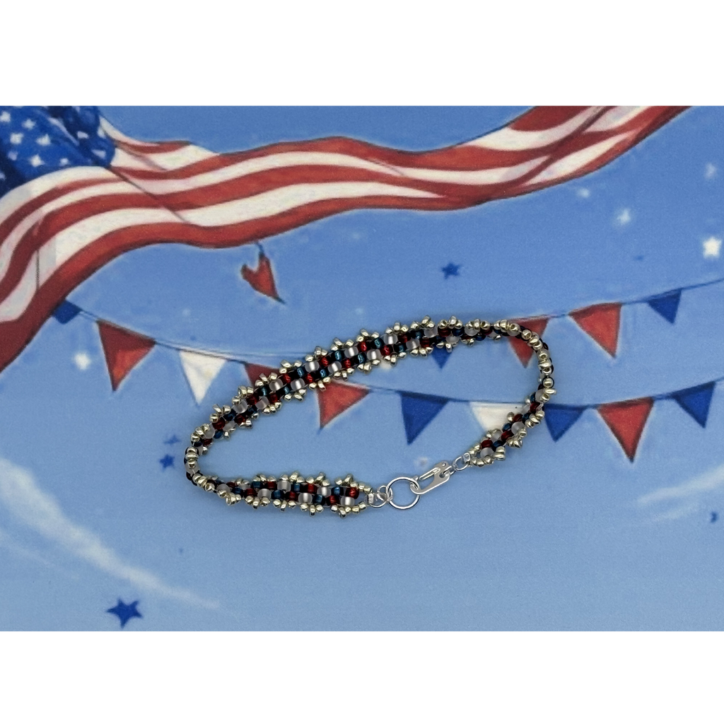 Patriot Silver - Peyote Picot Bracelet