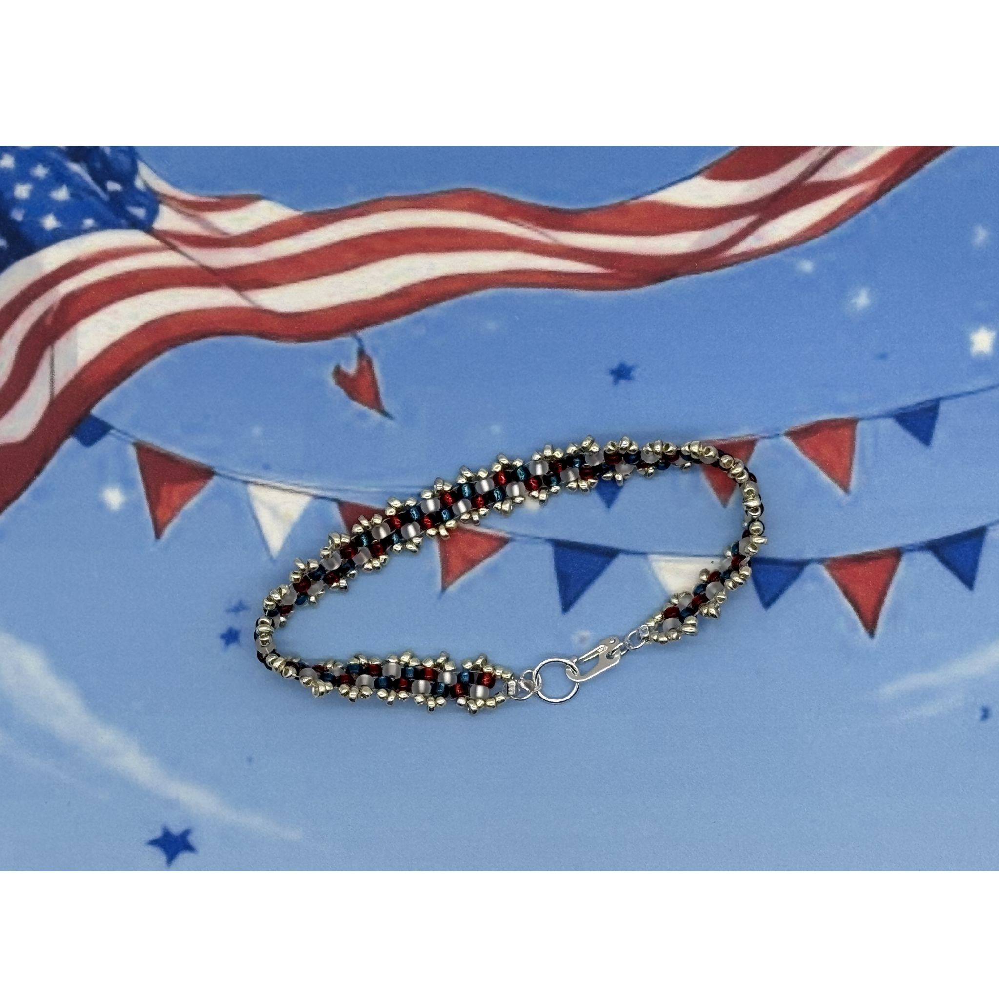 Patriot Silver - Peyote Picot Bracelet
