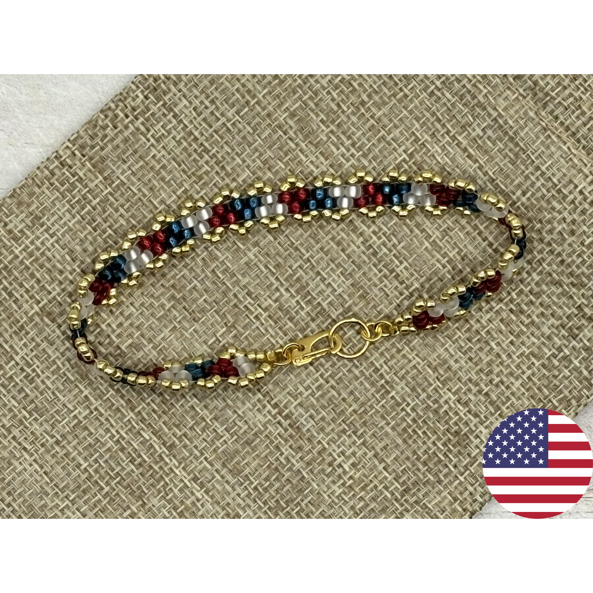 Patriot Gold - Peyote Picot Bracelet