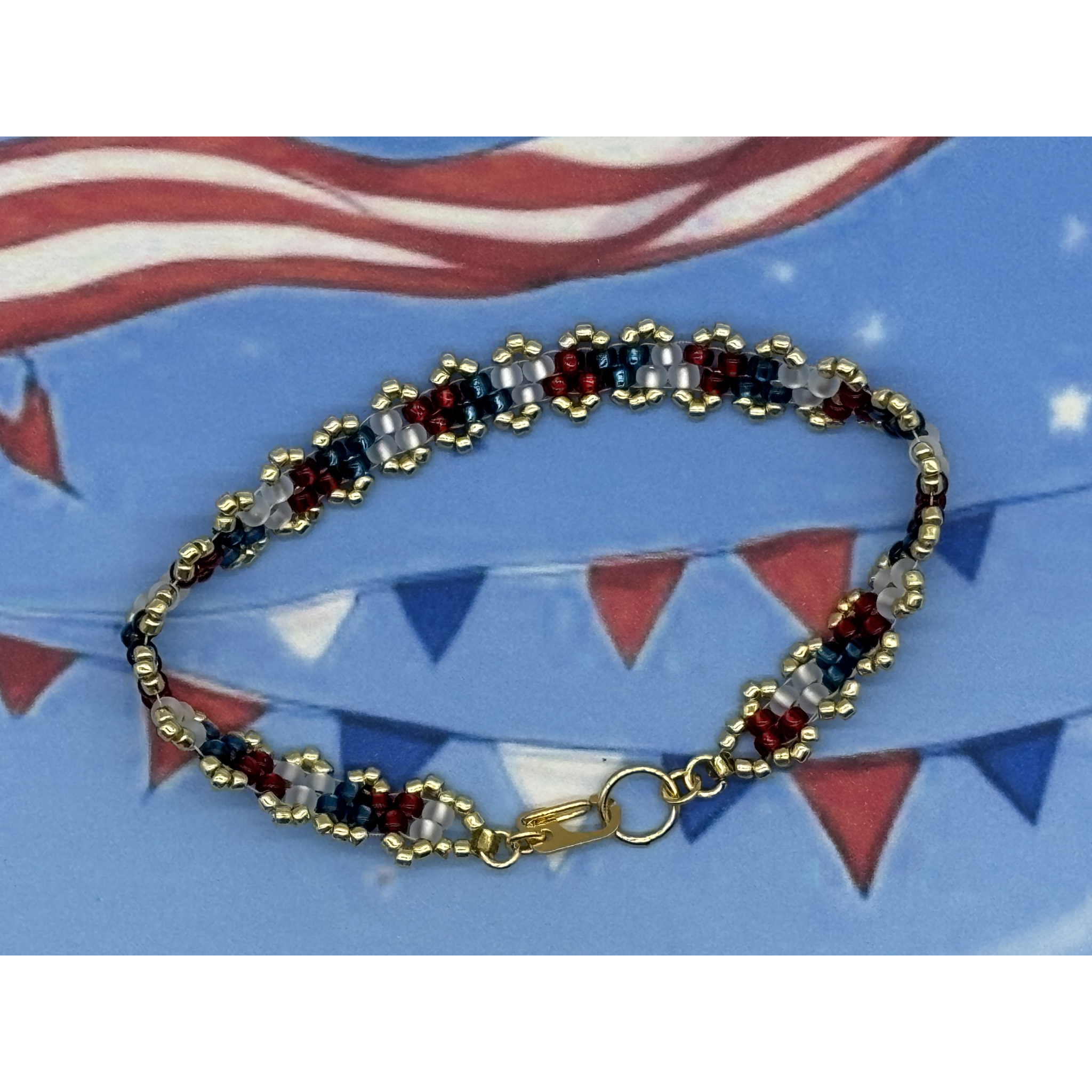 Patriot Gold - Peyote Picot Bracelet