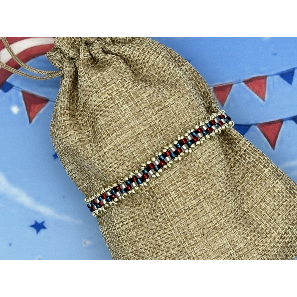 Patriot Silver - Peyote Picot Bracelet