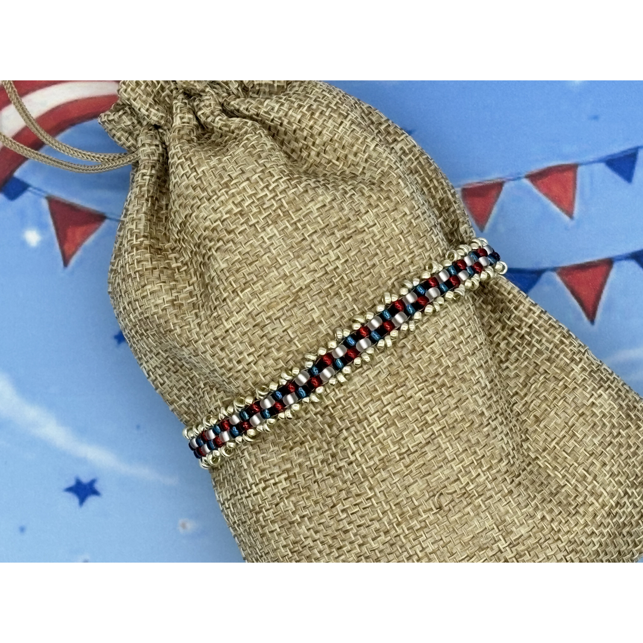 Patriot Silver - Peyote Picot Bracelet