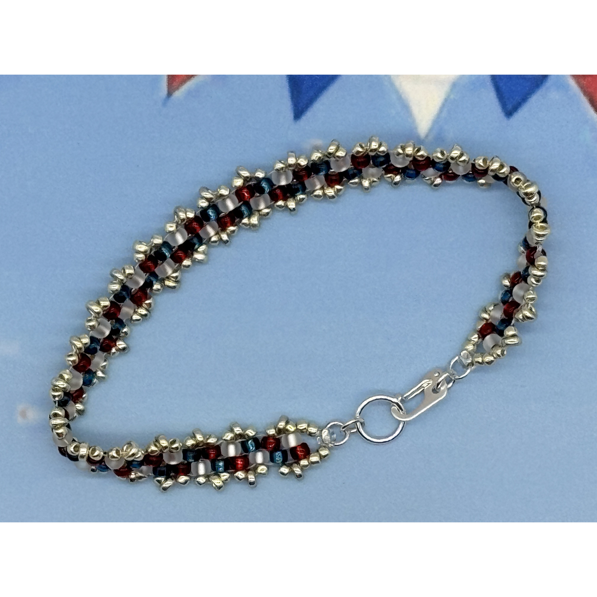 Patriot Silver - Peyote Picot Bracelet