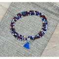 Skinny Seed Bead Wrap - Red, White & Blue Mix