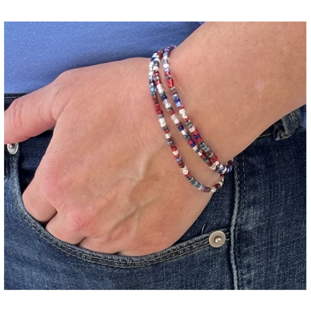 4th of July - Skinny Seed Bead Wrap