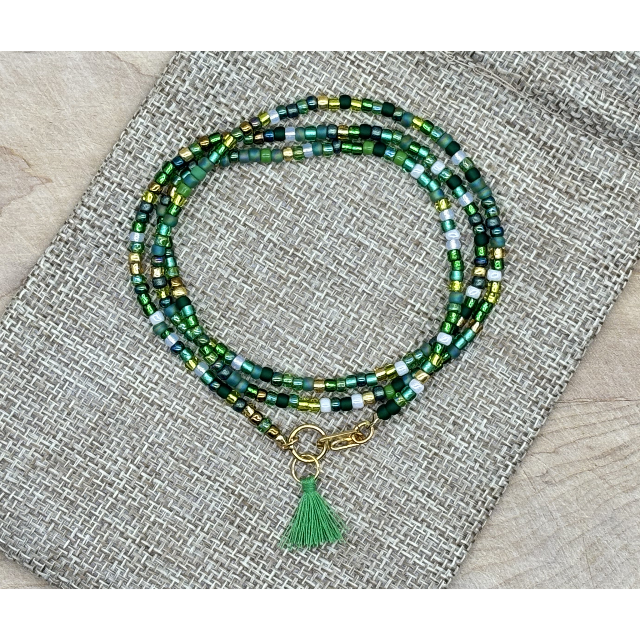 Skinny Seed Bead Wrap - Shamrock Mix