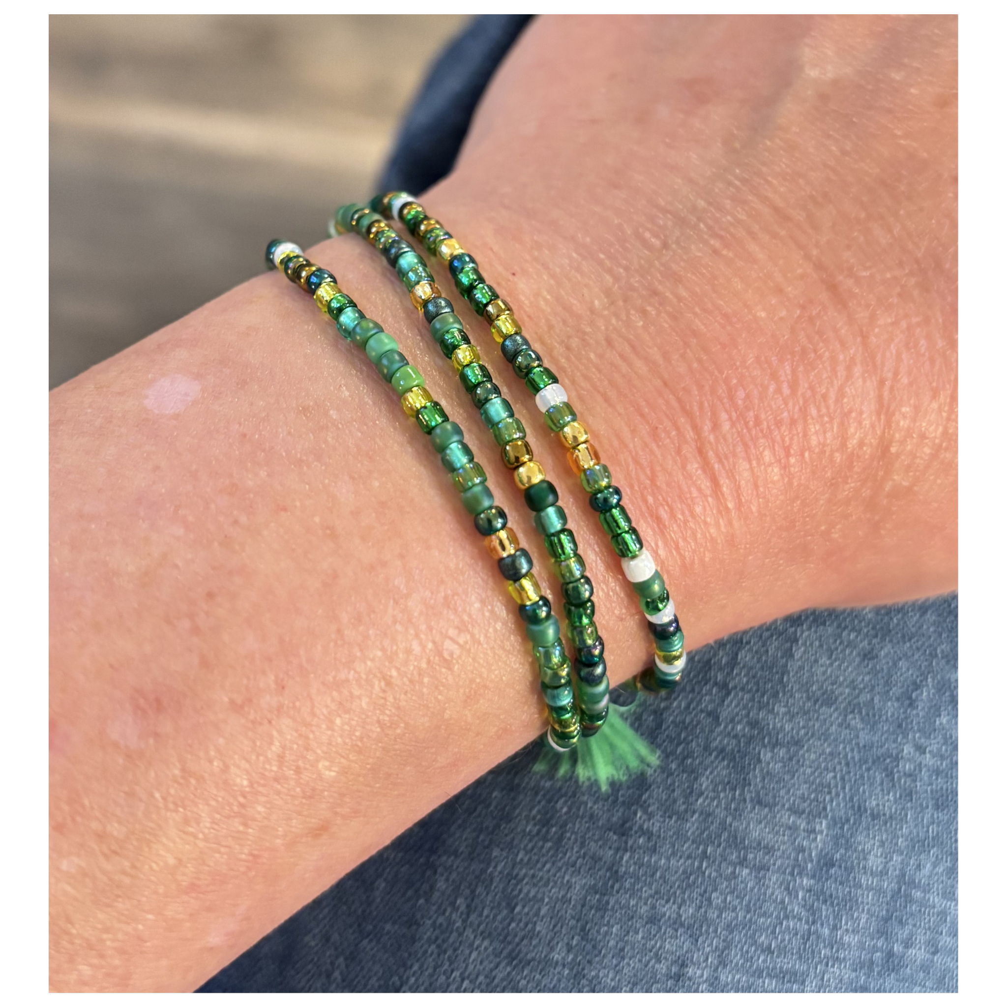 Skinny Seed Bead Wrap - Shamrock Mix