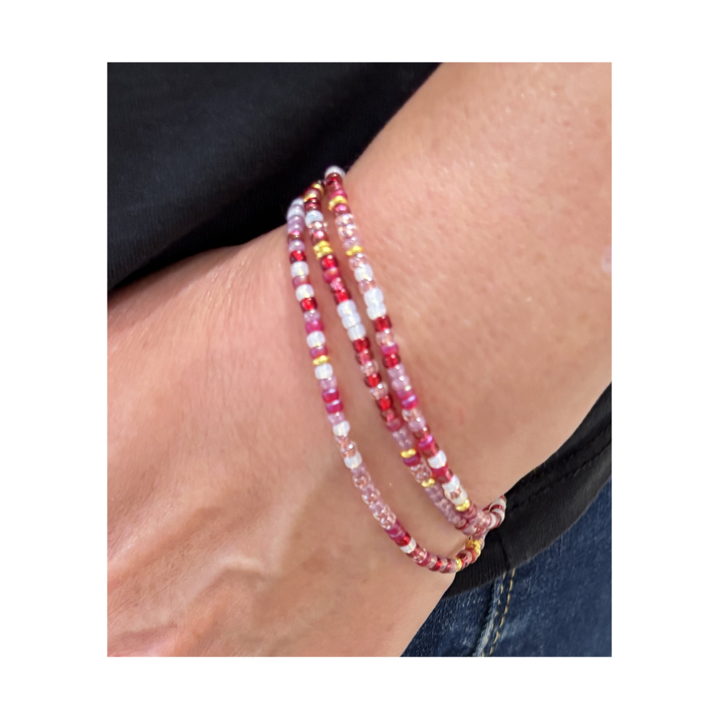 Skinny Seed Bead Wrap - Valentine Mix
