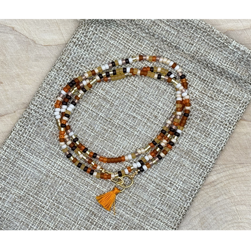Skinny Seed Bead Wrap - Wheat Berry Mix