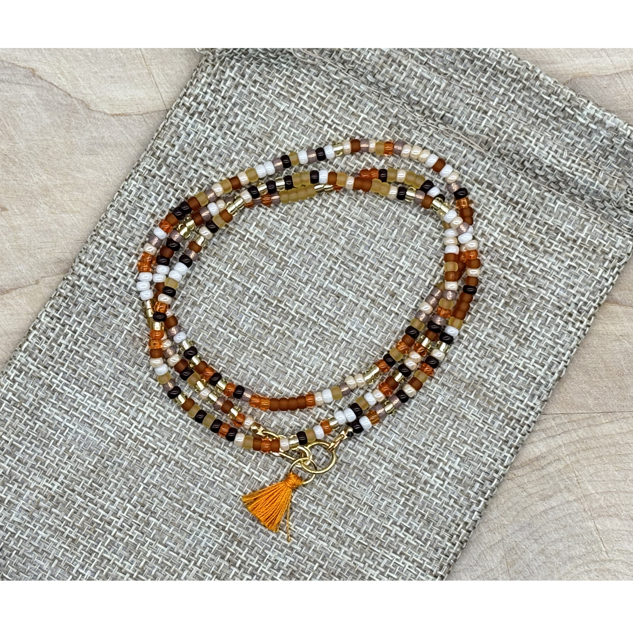 Skinny Seed Bead Wrap - Wheat Berry Mix