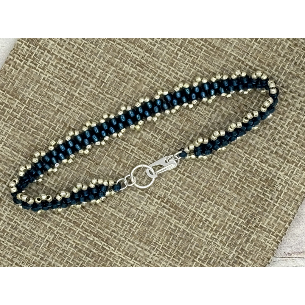 Peyote Picot Bracelet - Blue Zircon