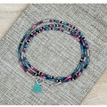 Skinny Seed Bead Wrap - Pink & Blue Ombre