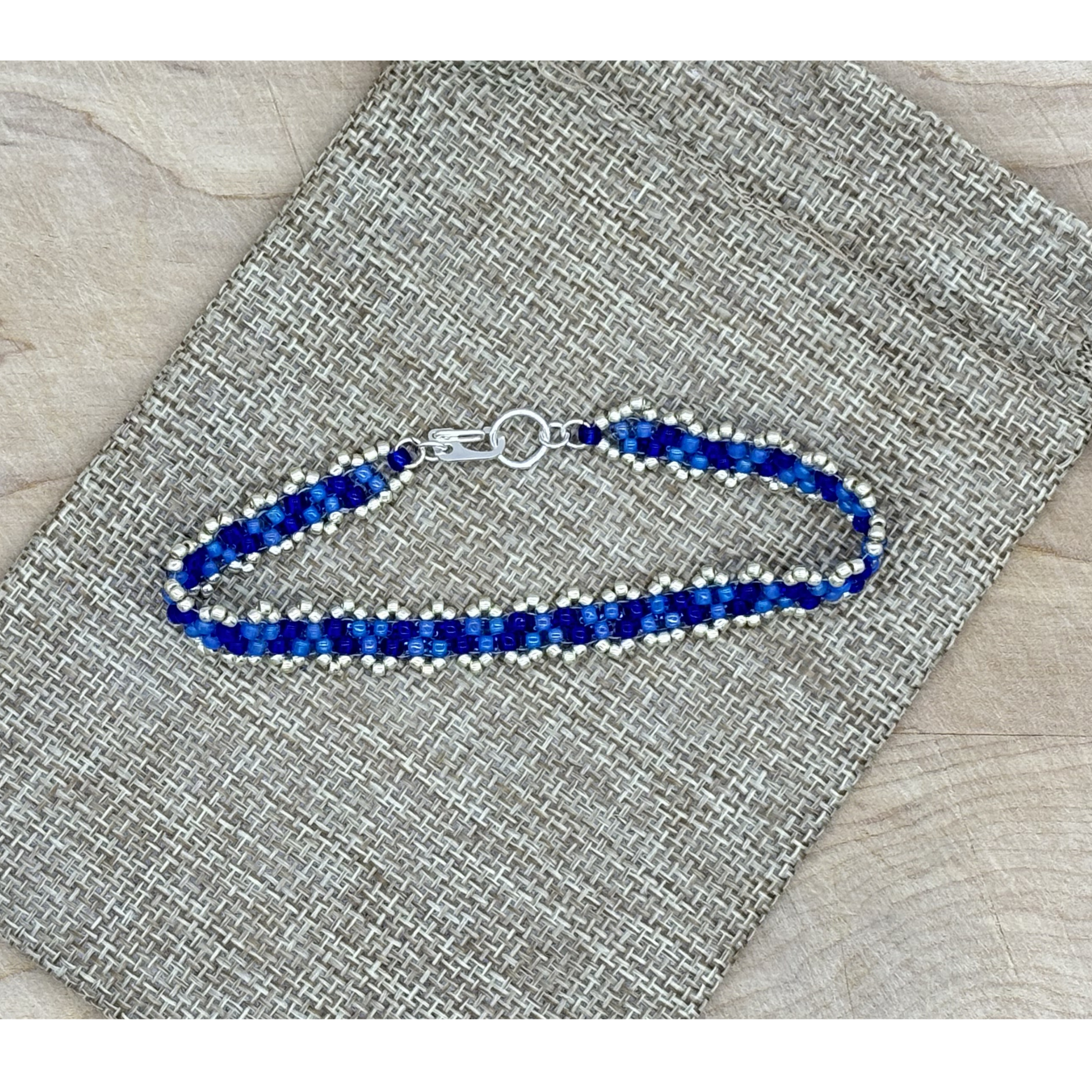 Peyote Picot Bracelet - Sapphire Cobalt