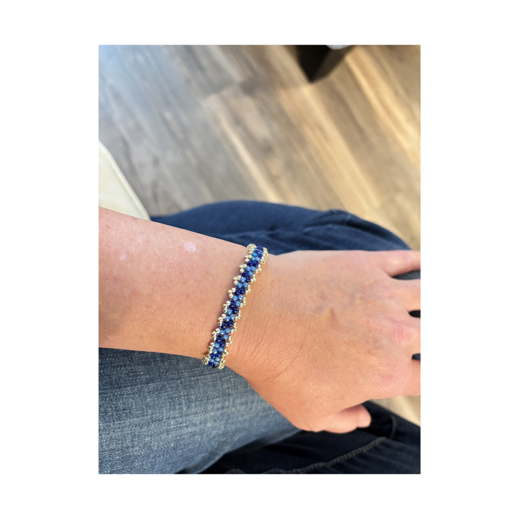 Peyote Picot Bracelet - Sapphire Cobalt