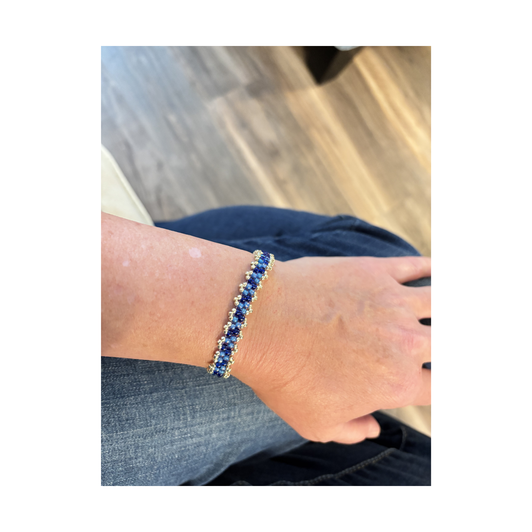 Peyote Picot Bracelet - Sapphire Cobalt