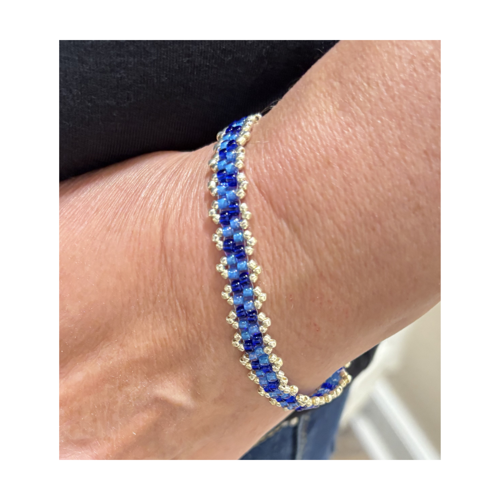 Peyote Picot Bracelet - Sapphire Cobalt