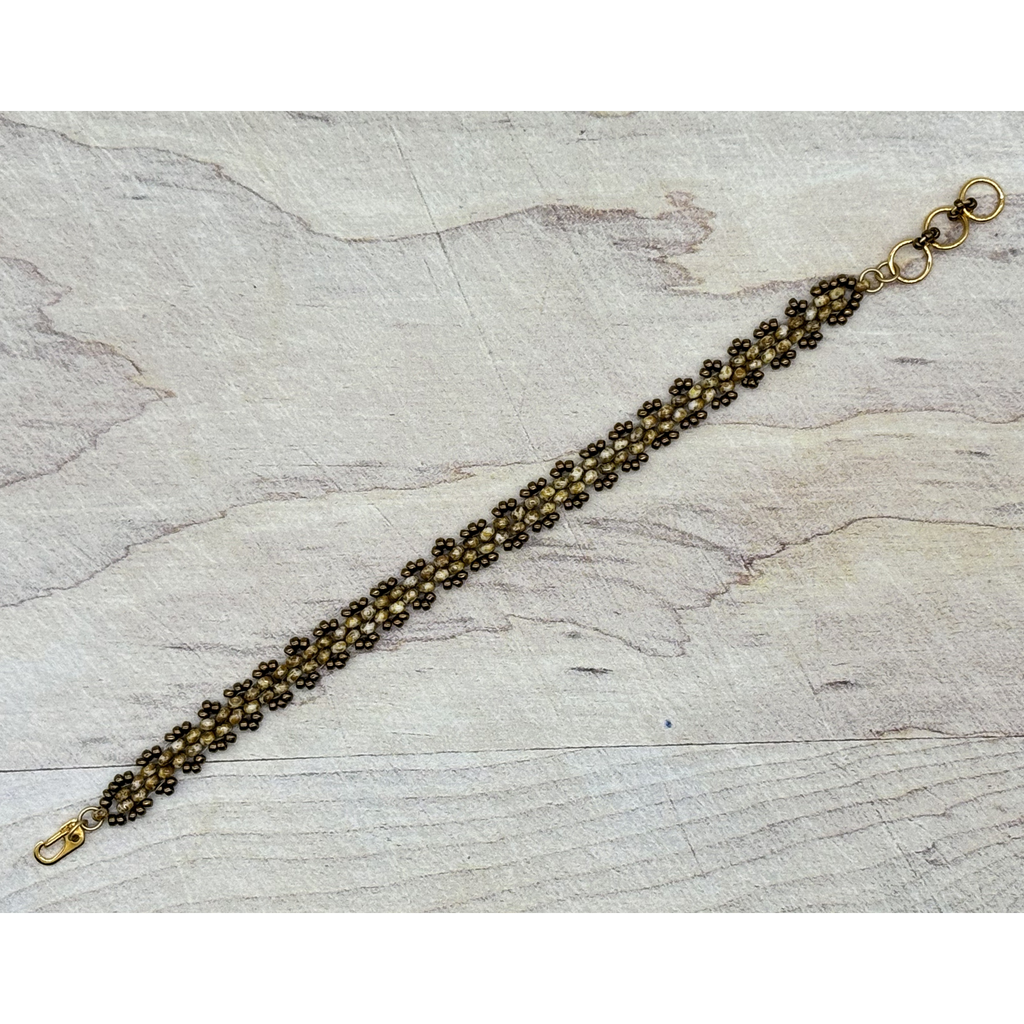Peyote Picot Bracelet - White Moon (Adjustable)